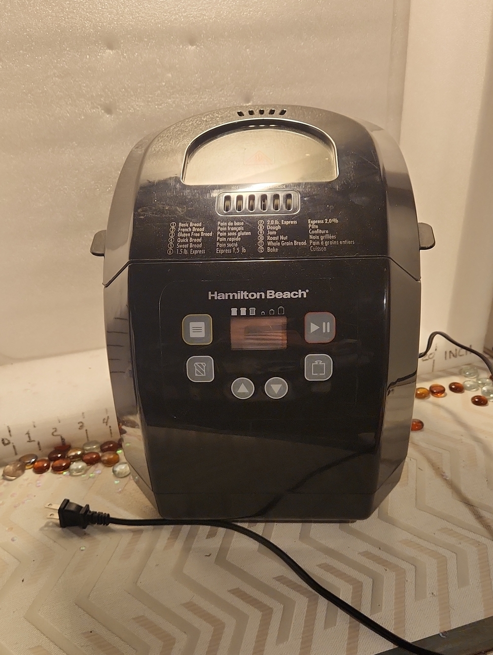 Hamilton Beach Black Countertop Bread Maker with Window and Digital Panel